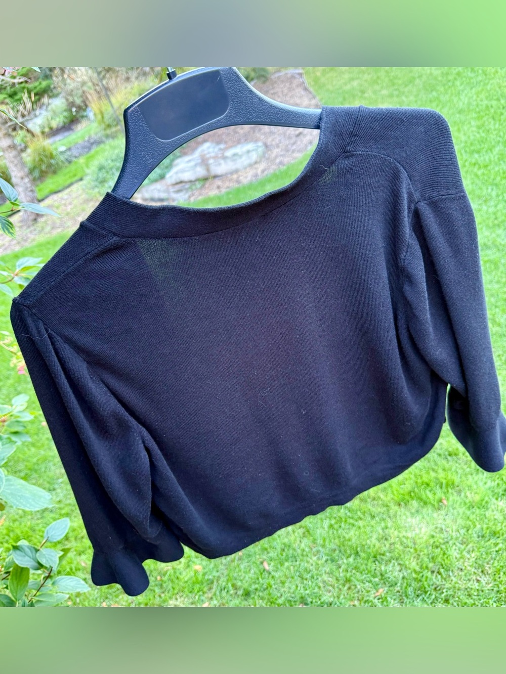 Talbots Open Front Cardigan | Bell Ruffle Sleeve M - Picture 5 of 9